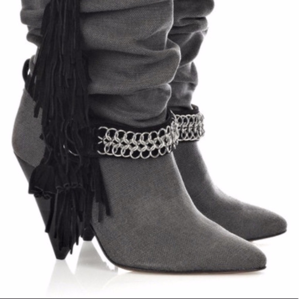Isabel Marant fringed canvas slouch boots